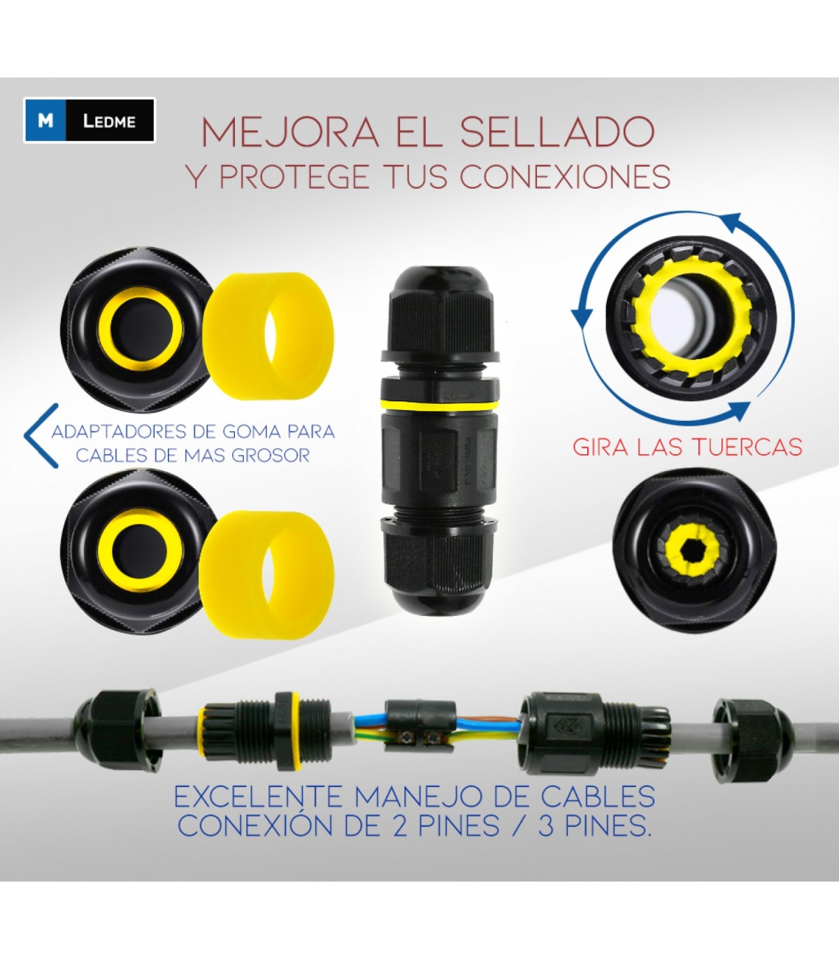 Conector estanco en I IP68 LEDME