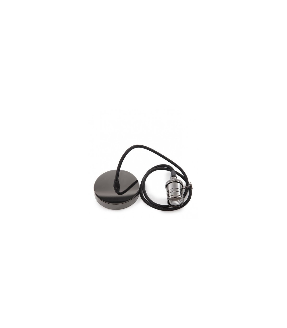 Pendel 1M - Cable Negro - Portalámparas E27 Negro - Rosetón Negro
