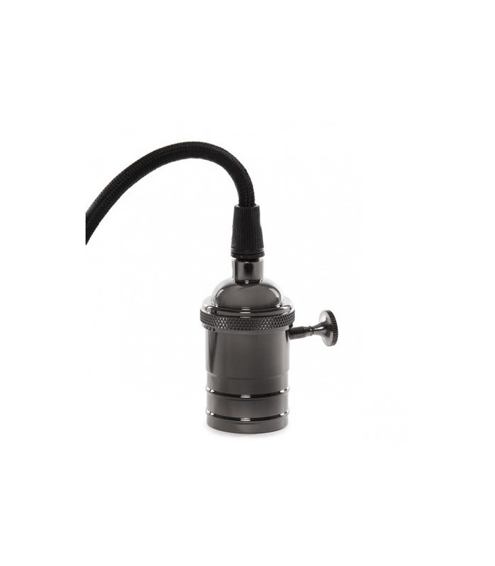 Pendel 1M - Cable Negro - Portalámparas E27 Negro - Rosetón Negro