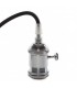 Pendel 1M - Cable Negro - Portalámparas E27 Cromo - Rosetón Cromo + Interruptor