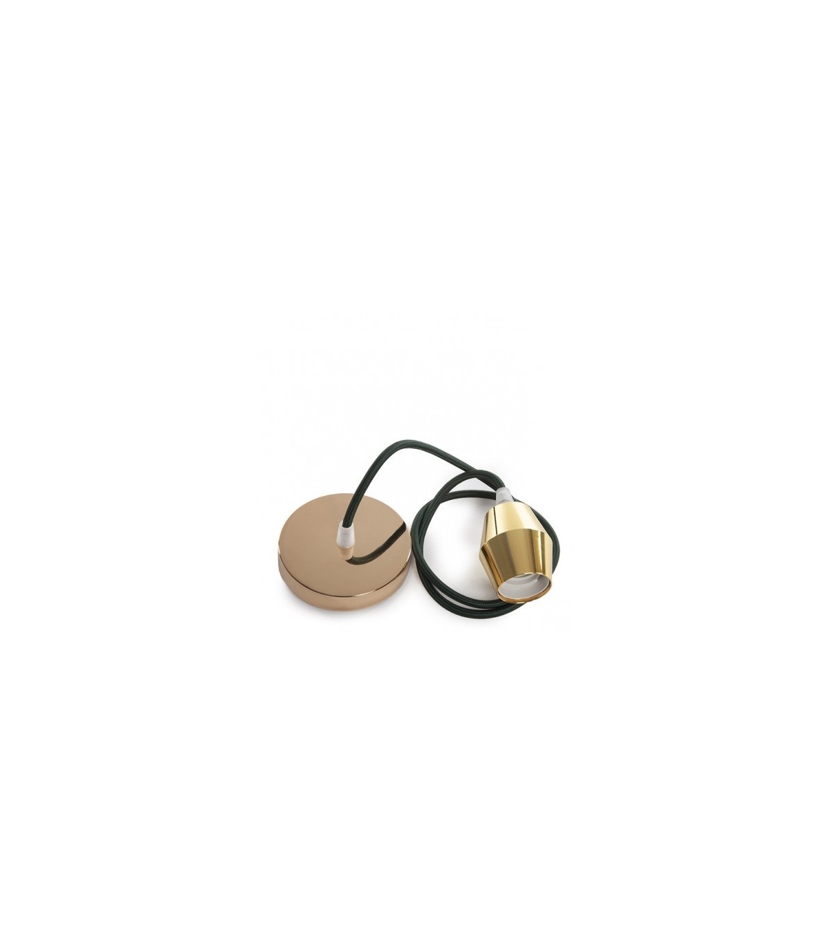 Pendel 1M - Cable Negro - Portalámparas E27 Dorado - Rosetón Oro Viejo
