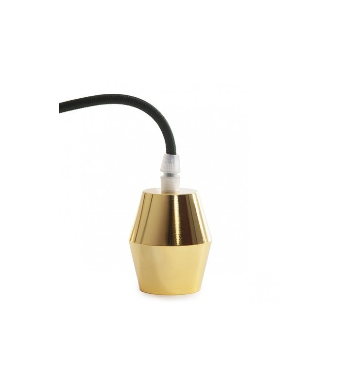 Pendel 1M - Cable Negro - Portalámparas E27 Dorado - Rosetón Oro Viejo