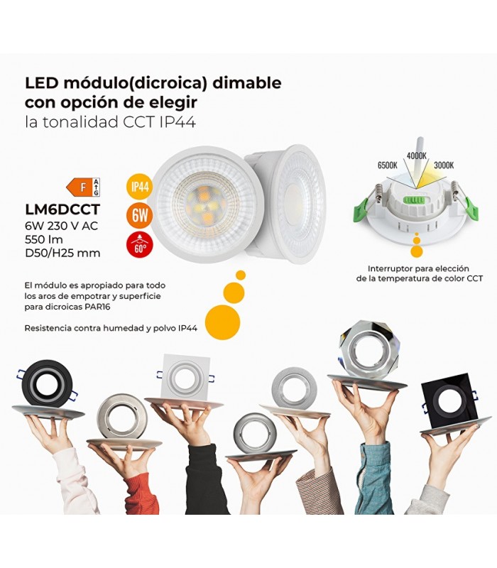 Modulo LED plano Regulable 6W 550Lm 60º IP44 CCT