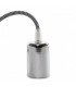 Pendel 1M - Cable Negro/Blanco - Portalámparas E27 Cromo - Rosetón Cromo