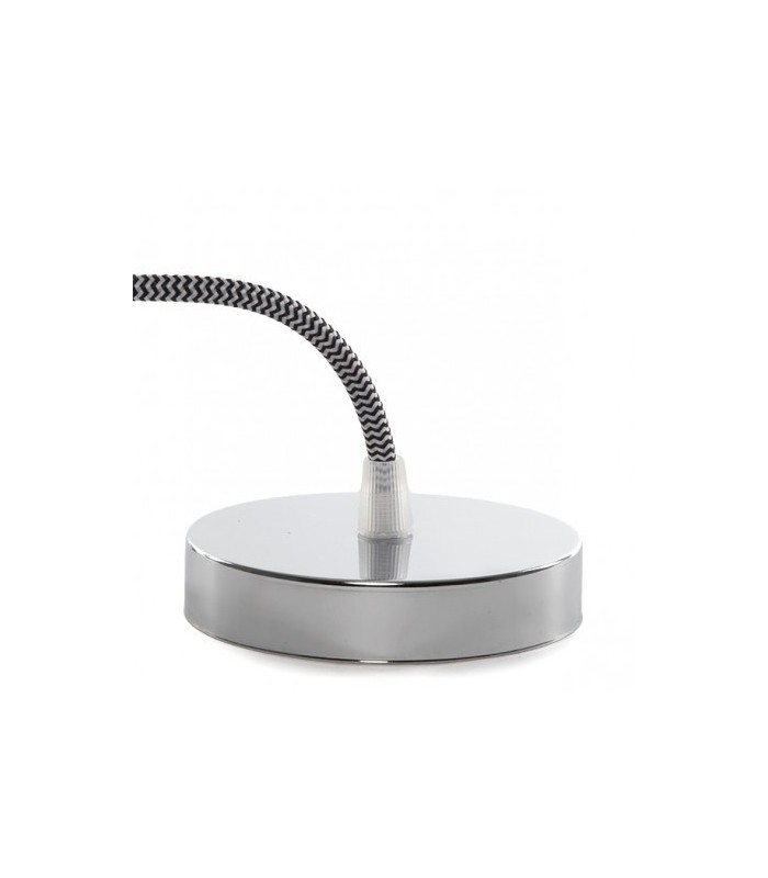 Pendel 1M - Cable Negro/Blanco - Portalámparas E27 Cromo - Rosetón Cromo