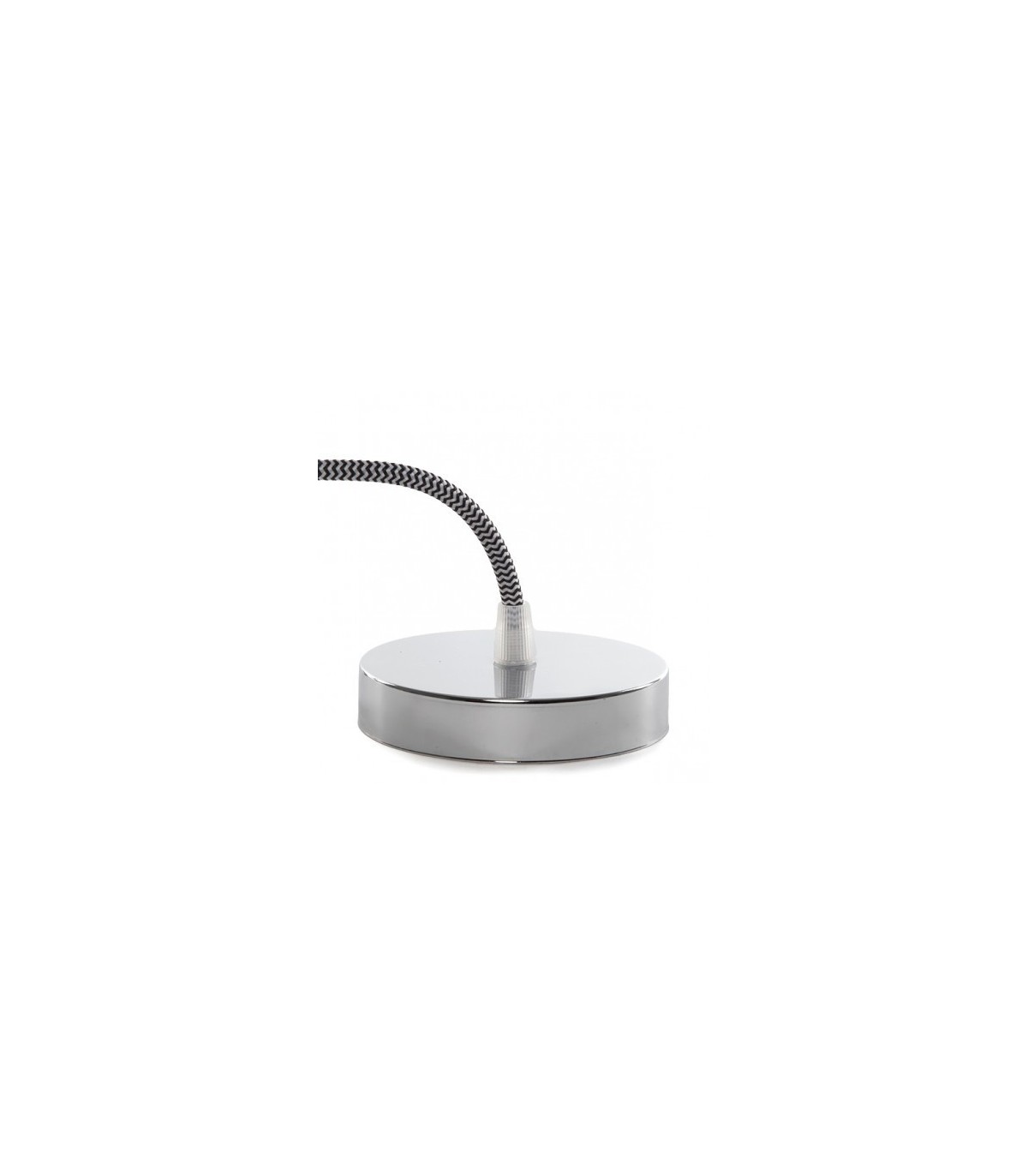 Pendel 1M - Cable Negro/Blanco - Portalámparas E27 Cromo - Rosetón Cromo