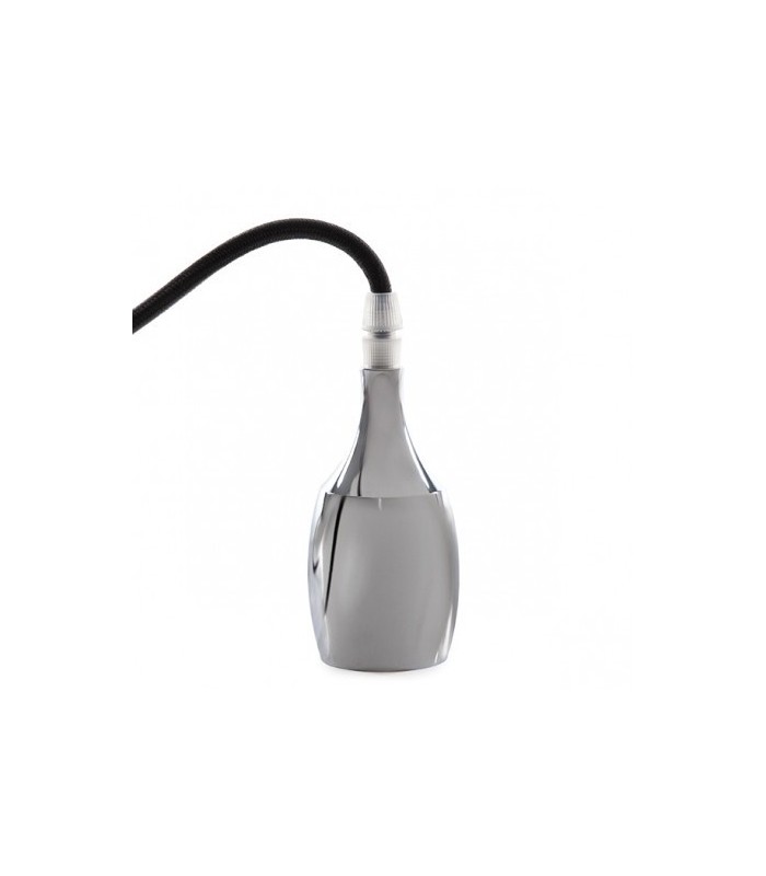 Pendel 1M - Cable Negro - Portalámparas E27 Cromo - Rosetón Cromo