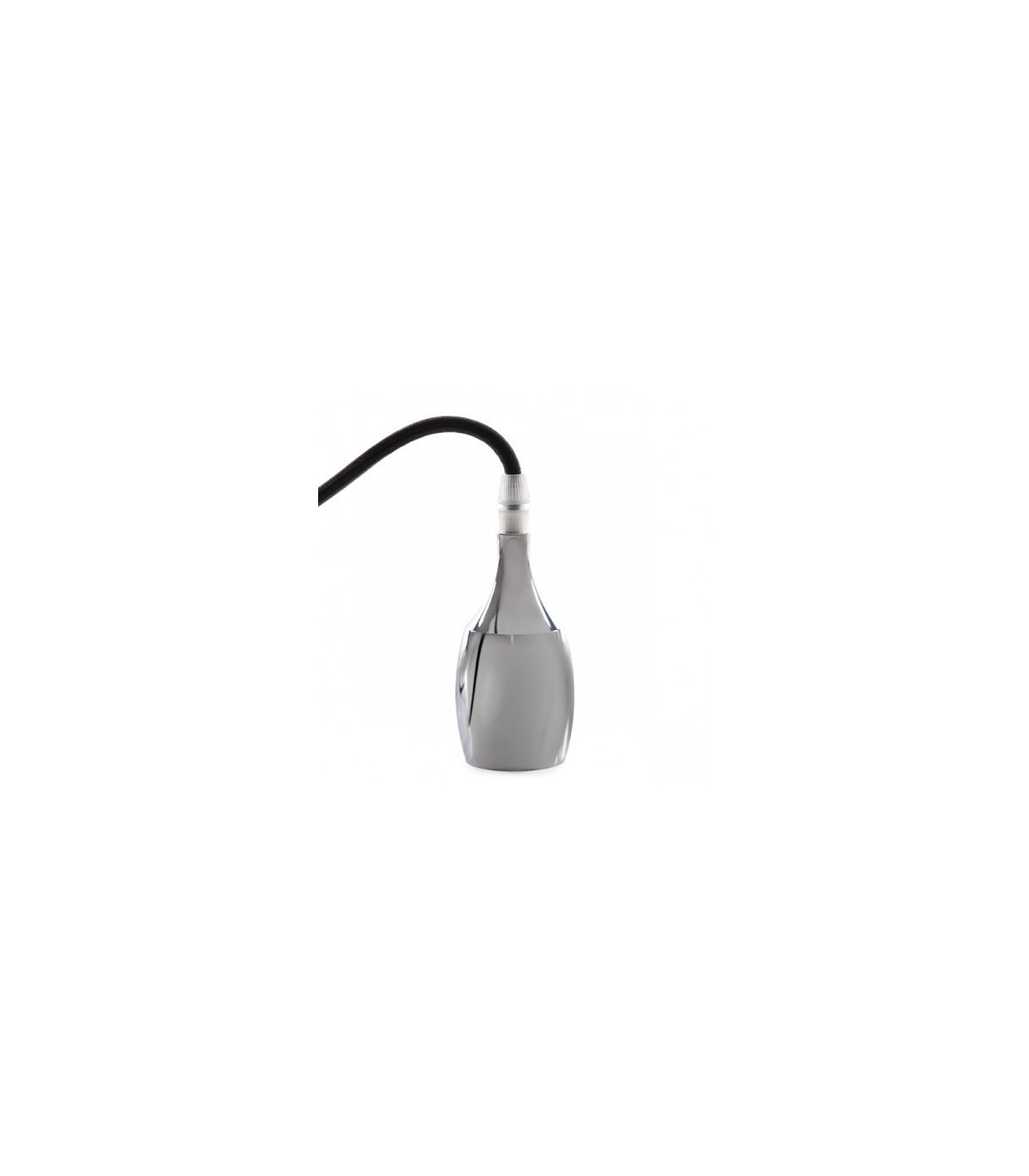 Pendel 1M - Cable Negro - Portalámparas E27 Cromo - Rosetón Cromo