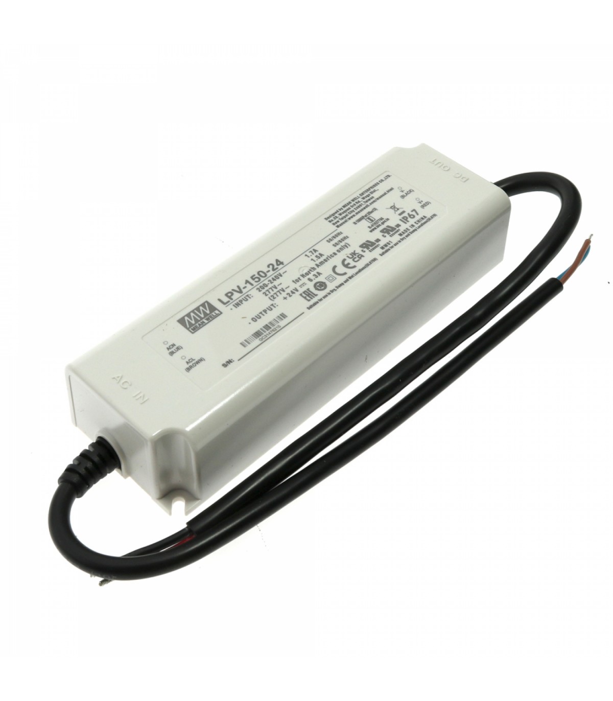 Fuente Alimentación Mean Well 150W 24VDC 6.3A IP67 LPV-150-24