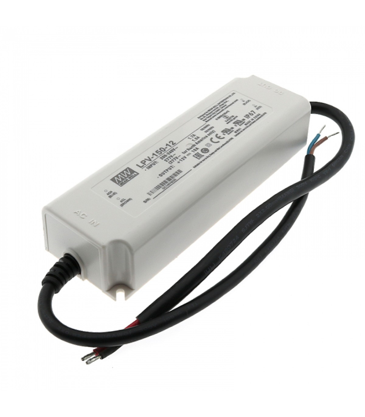 Fuente Alimentación Mean Well 150W 12VDC 10A IP67 LPV-150-12