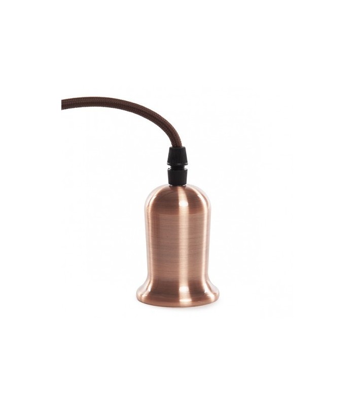 Pendel 1M - Cable Marrón - Portalámparas E27 Cobre - Rosetón Cobre