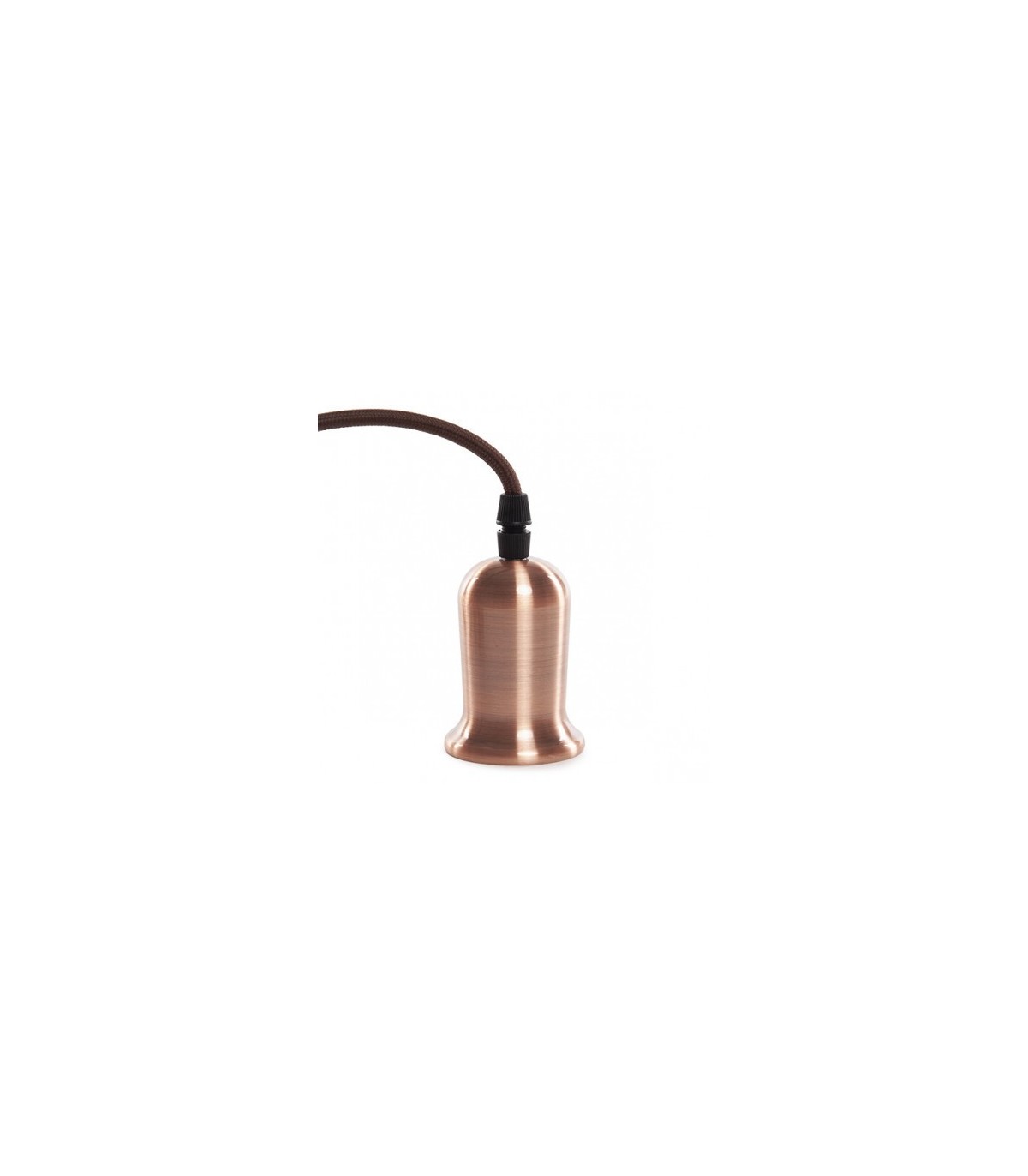 Pendel 1M - Cable Marrón - Portalámparas E27 Cobre - Rosetón Cobre