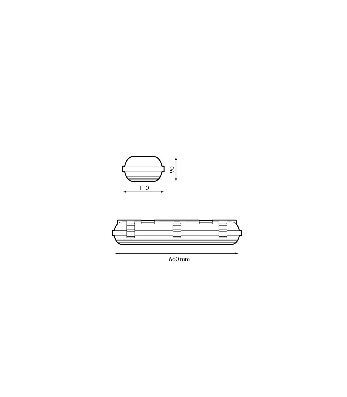 Pantalla Estanca Doble Tubo LED T8 60cm IP65 LEDME