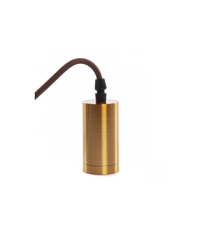 Pendel 1M - Cable Marrón - Portalámparas E27 Dorado - Rosetón Cobre