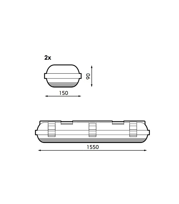 Pantalla Estanca Para Doble Tubo Led 150cm IP65 GSC