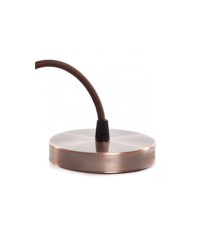 Pendel 1M - Cable Marrón - Portalámparas E27 Dorado - Rosetón Cobre