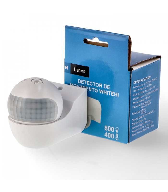 Detector Movimiento Whitehi De Pared 12m IP44 Blanco