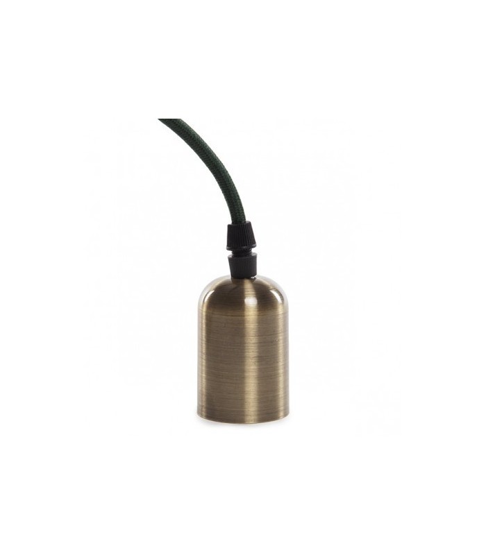 Pendel 1M - Cable Verde - Portalámparas E27 Oro Viejo - Rosetón Oro Viejo