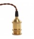 Pendel 1M - Cable Marrón Trenzado - Portalámparas E27 Dorado - Rosetón Cobre