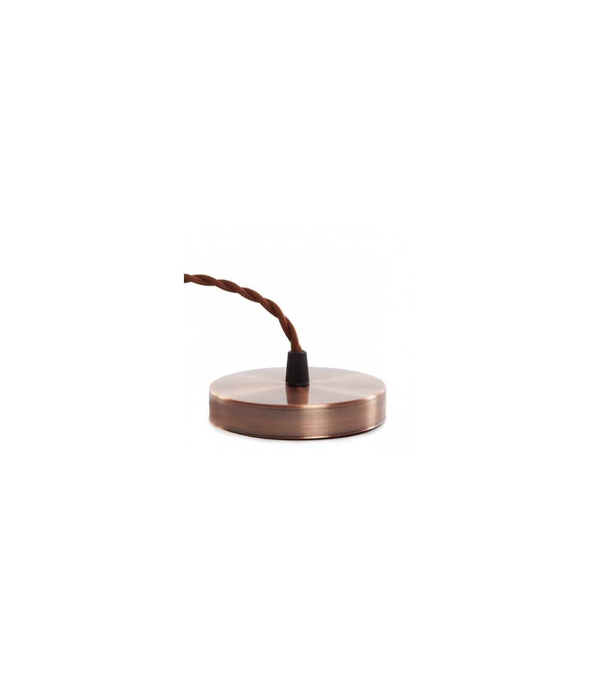 Pendel 1M - Cable Marrón Trenzado - Portalámparas E27 Dorado - Rosetón Cobre