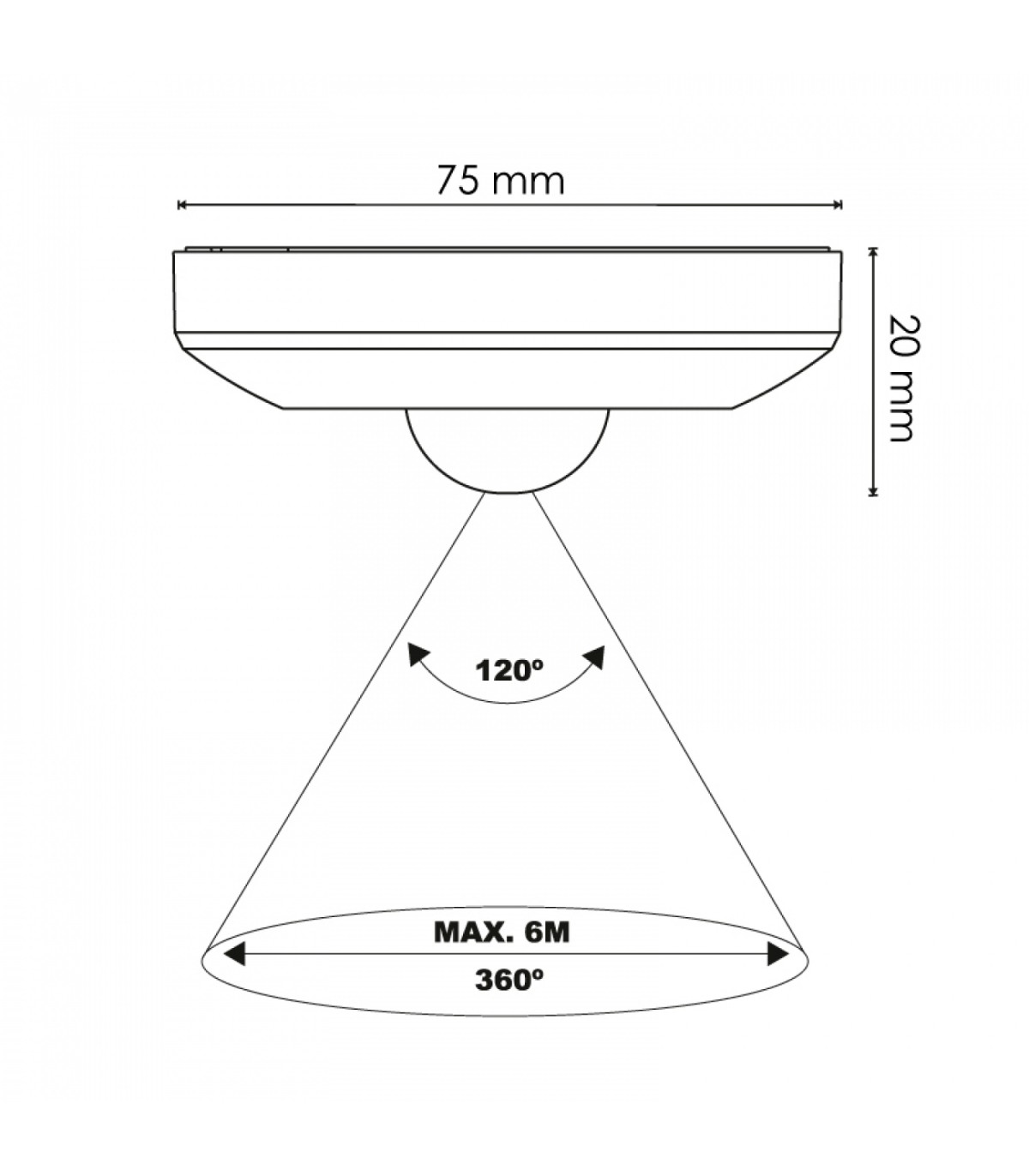 Detector Movimiento LEDME Mini de Techo 6m IP20 Blanco
