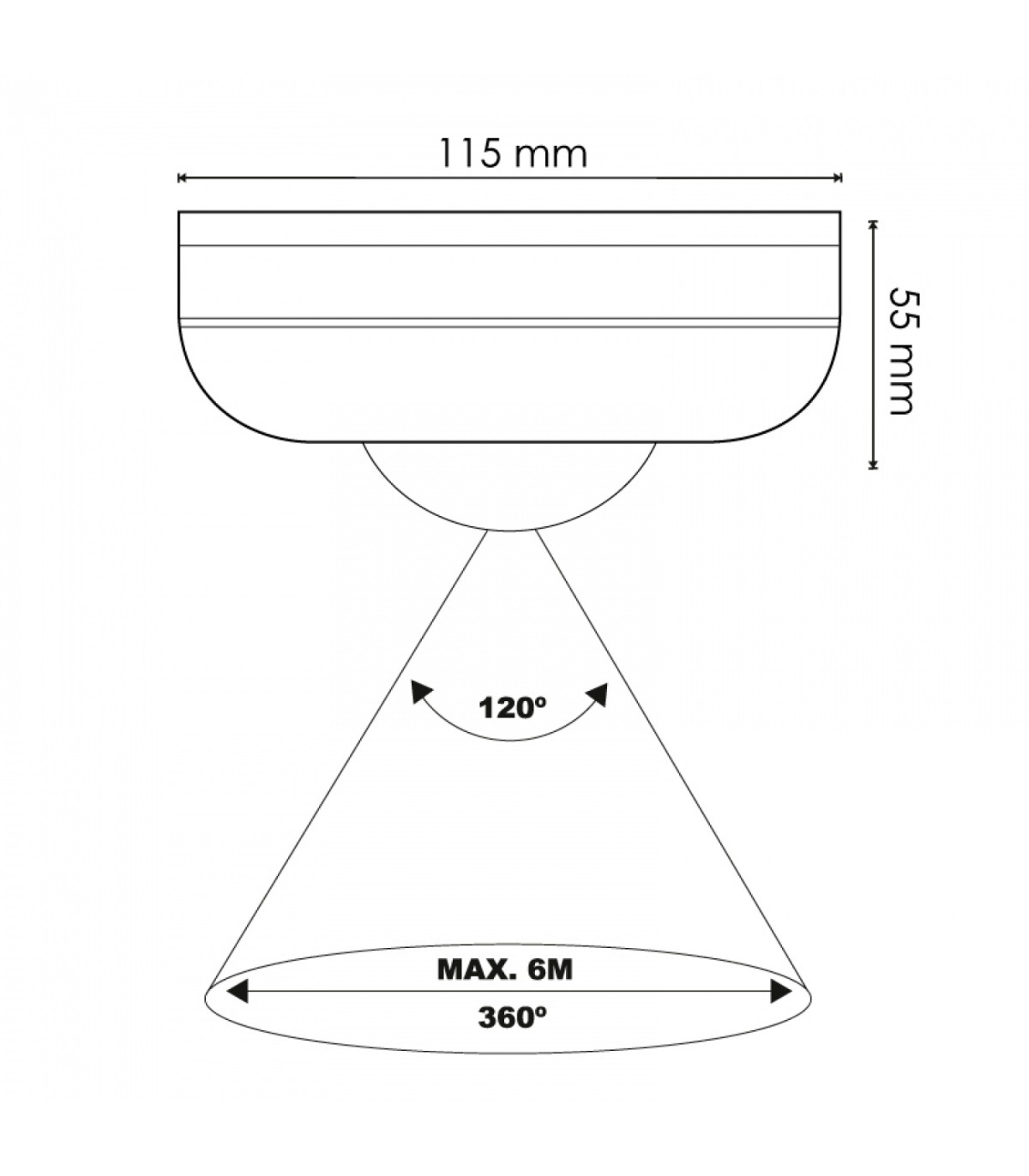 Detector Movimiento Ledme de Techo 6m IP20 Blanco