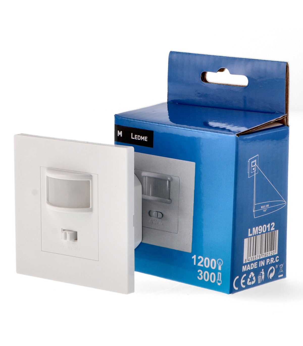 Detector Movimiento LEDME Square Empotrable Pared 9m IP20 Blanco