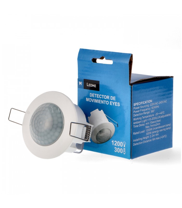 Detector Movimiento Ledme Empotrar Techo 6m IP20 Blanco