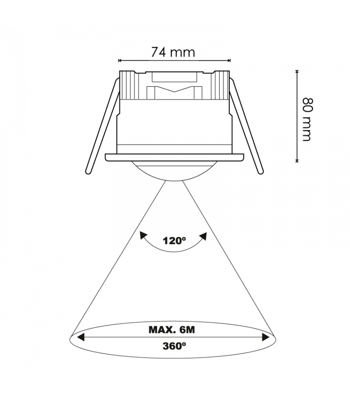 Detector Movimiento Ledme Empotrar Techo 6m IP20 Blanco