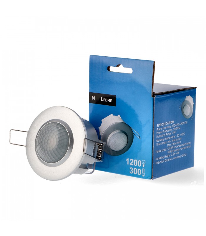 Detector Movimiento Ledme Empotrar Techo 6m IP20 Plata