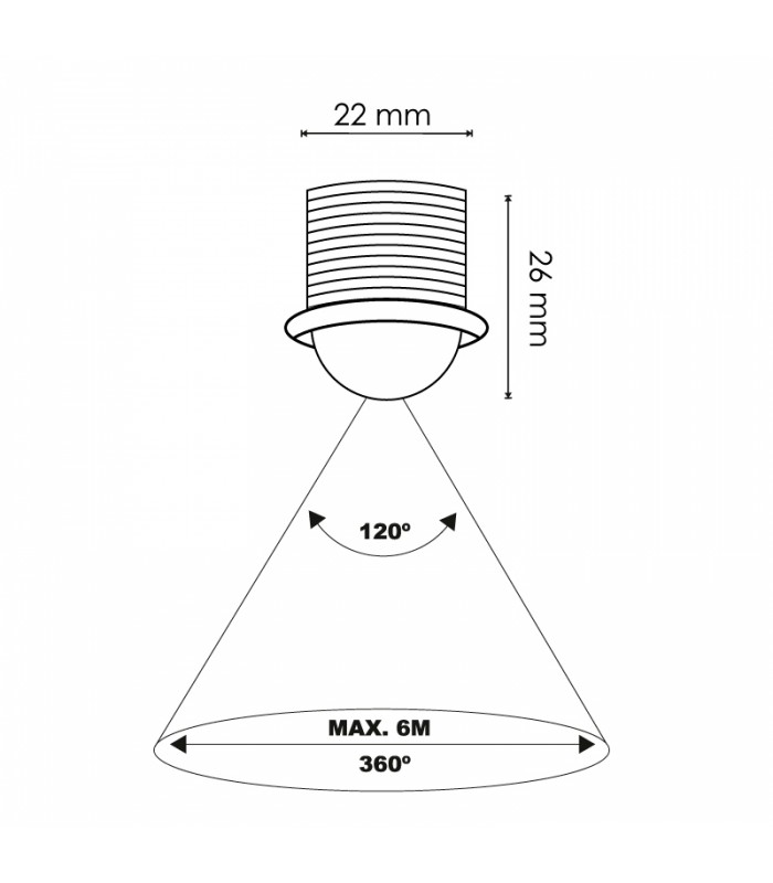 Detector Movimiento LEDME Mini Empotrable 6m IP20 Blanco