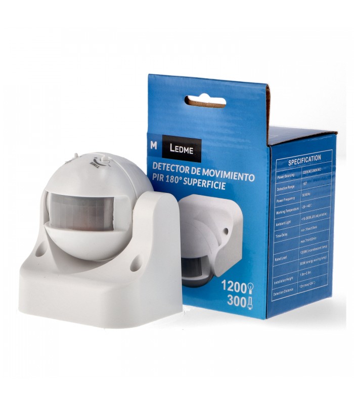 Detector Movimiento Ledme De Pared/Techo 12m IP20 Blanco