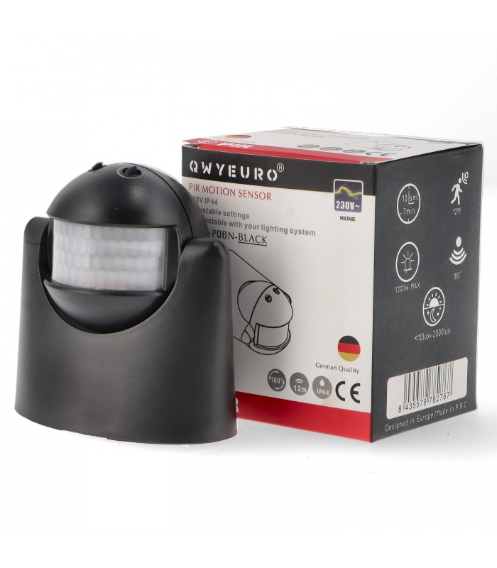 Detector Movimiento Superfix De Pared/Techo 12m IP44 Negro