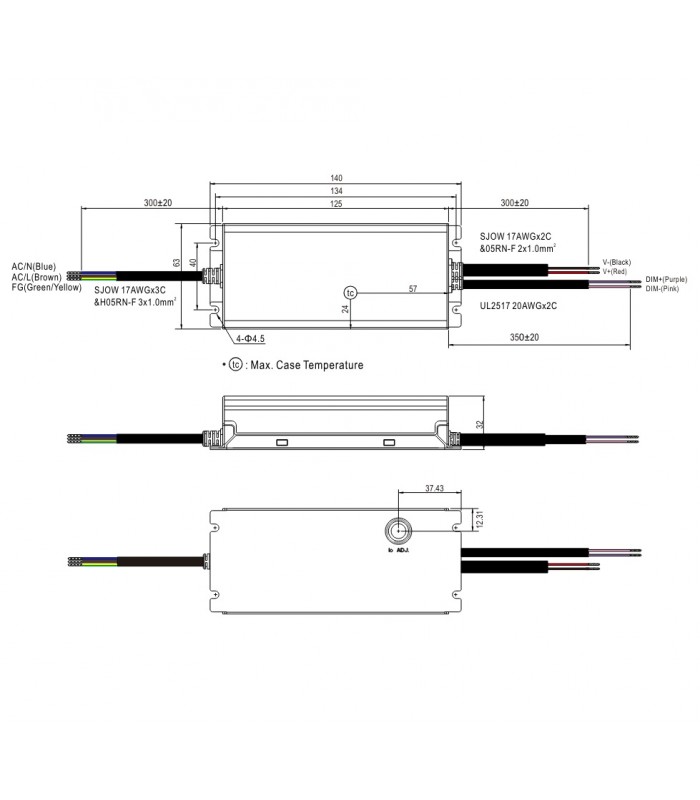 Fuente Alimentación Mean Well 100W 27~56VDC 2.1A IP67 XLG-100-H-AB