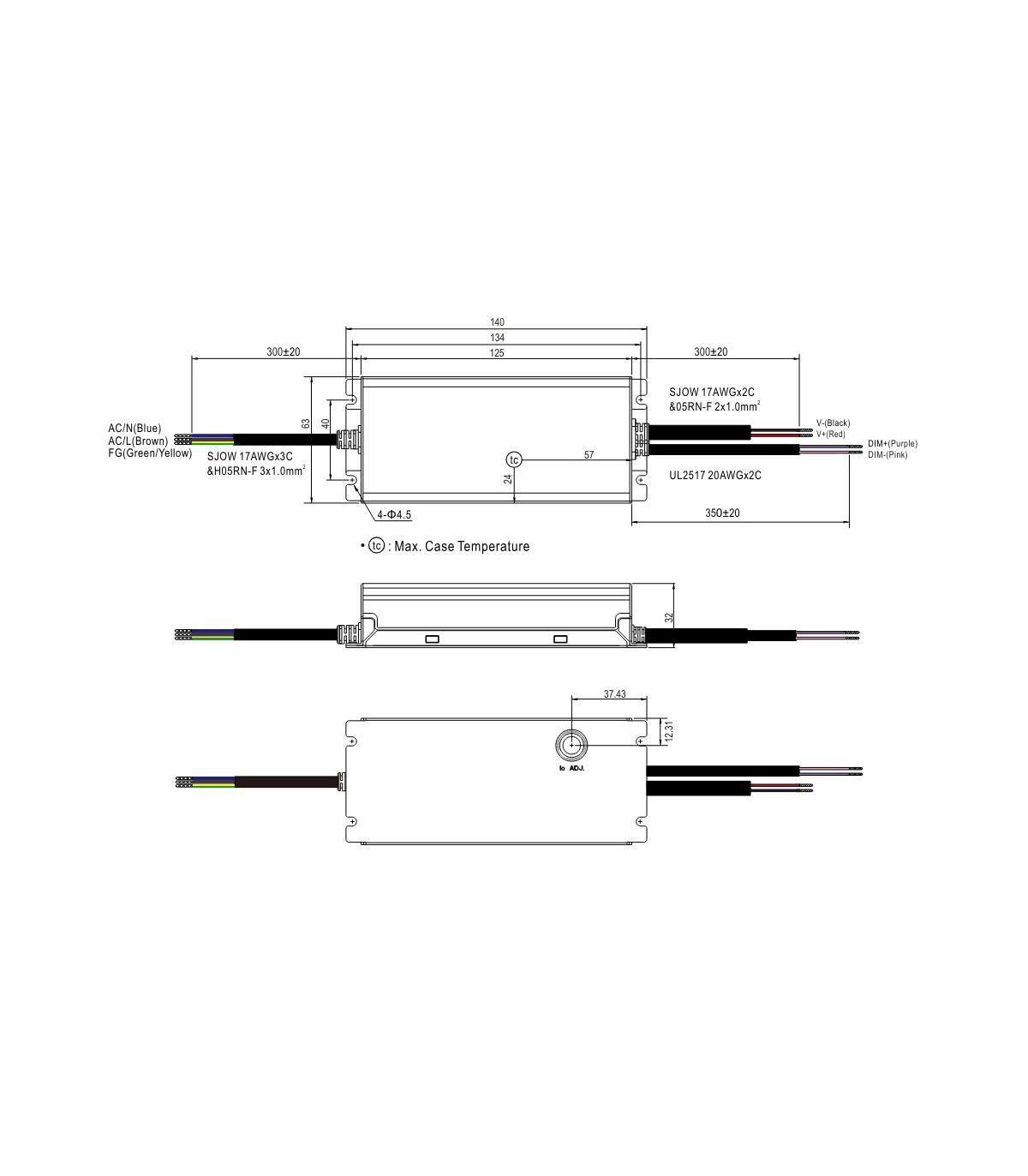 Fuente Alimentación Mean Well 100W 27~56VDC 2.1A IP67 XLG-100-H-AB