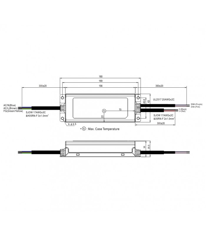 Fuente Alimentación Mean Well 150W 27~56VDC 2.8A IP67 XLG-150-H-AB