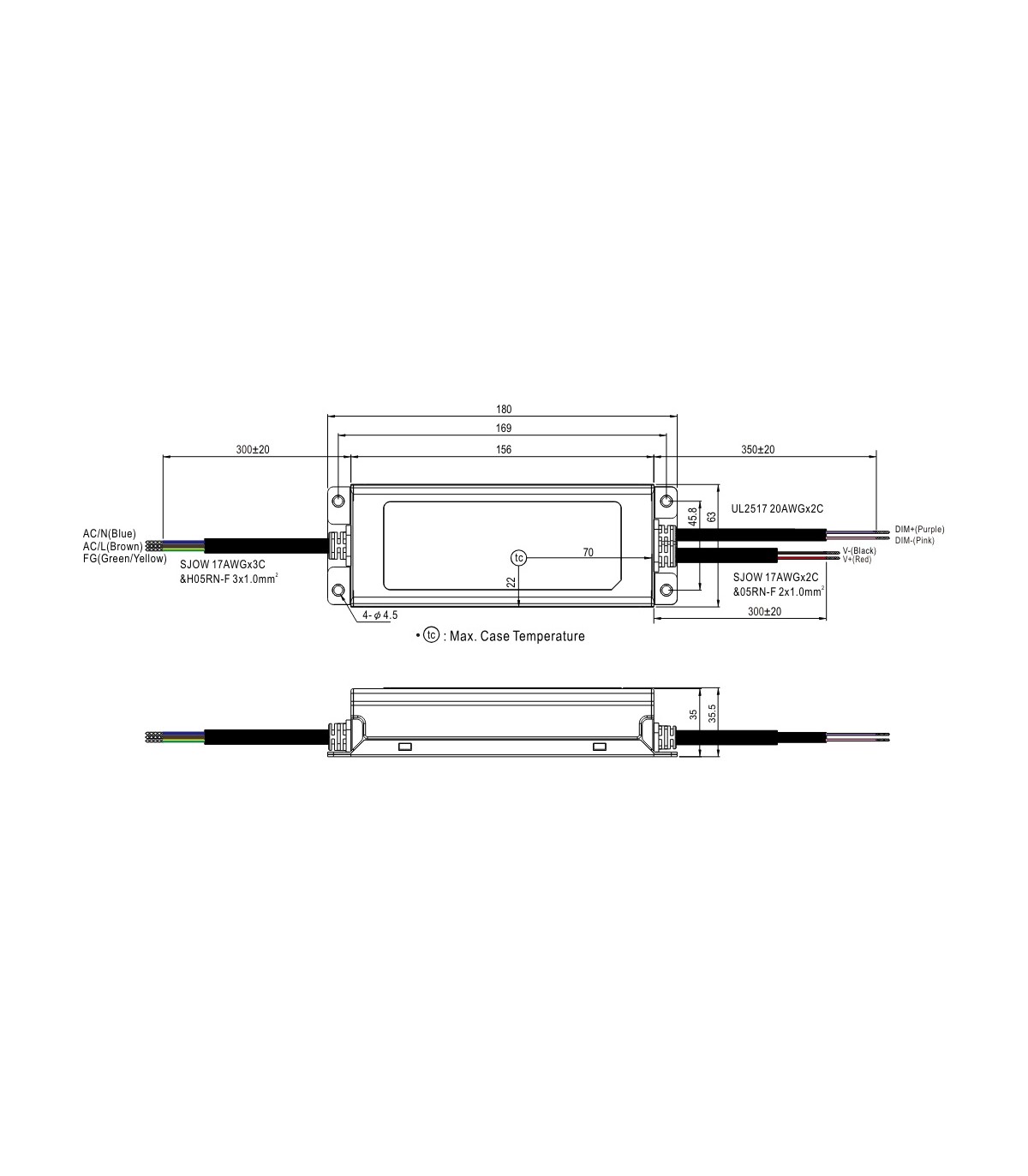 Fuente Alimentación Mean Well 150W 27~56VDC 2.8A IP67 XLG-150-H-AB