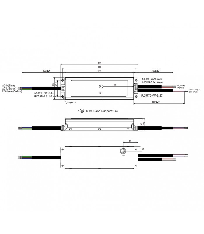 Fuente Alimentación Mean Well 200W 27~56VDC 3.5A IP67 XLG-200-H-AB