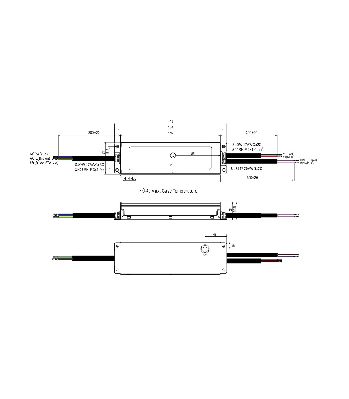 Fuente Alimentación Mean Well 200W 27~56VDC 3.5A IP67 XLG-200-H-AB