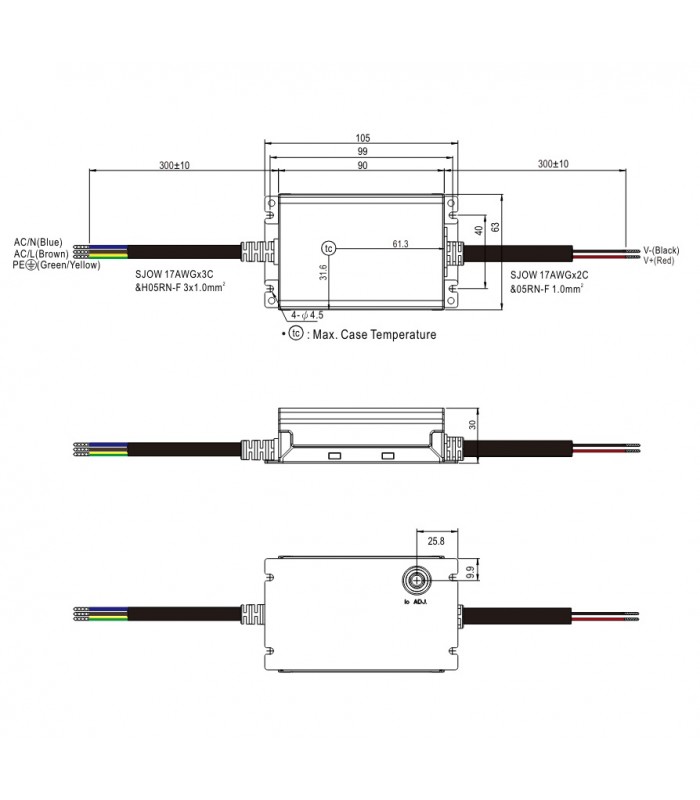 Fuente Alimentación Mean Well 100W 22~54VDC 1A IP67 XLG-50-A