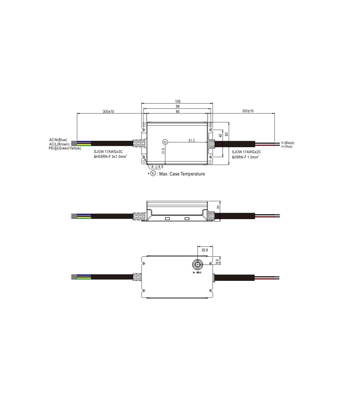 Fuente Alimentación Mean Well 100W 22~54VDC 1A IP67 XLG-50-A