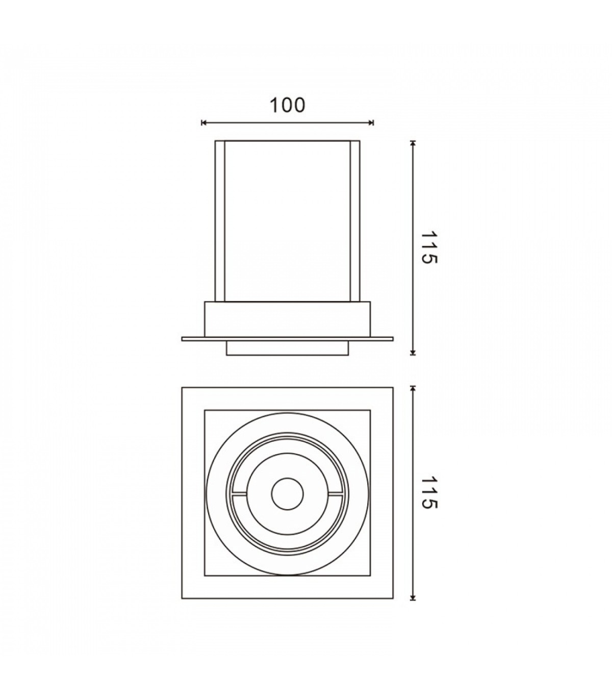 Foco Empotrable Orientable TUBE Square 12W 1320Lm 36º IP20