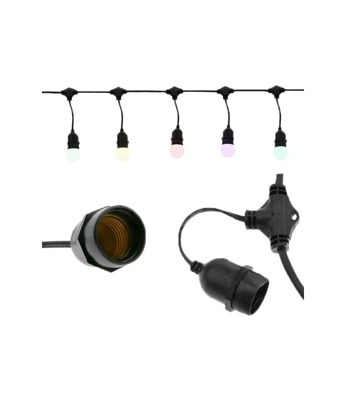 Guirnalda de 10 casquillos E27 Exterior IP65 cable eléctrico