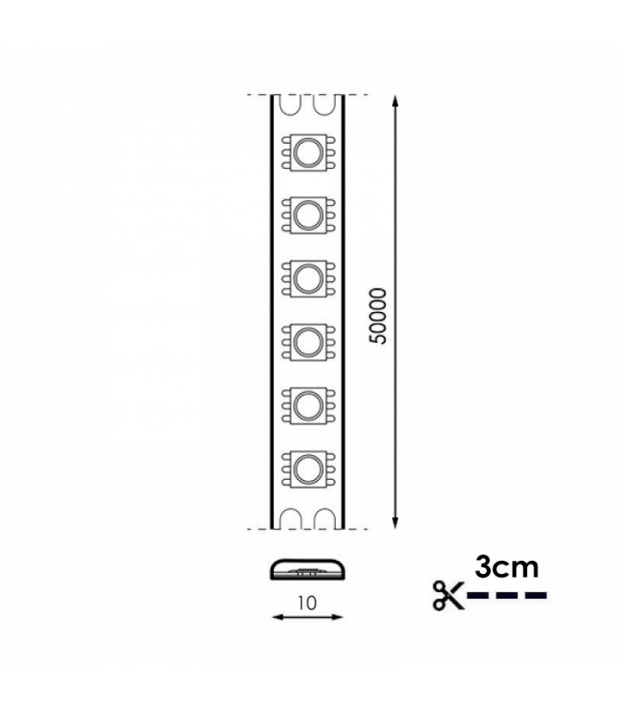Tira Flexible Led 18W RGB 120Led/m IP20 DC12V -5 Metros-