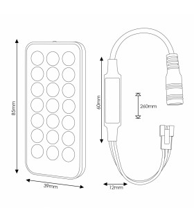 Controlador Mini Colorful Para Tira Led Digital 5-12-24VDC IP20