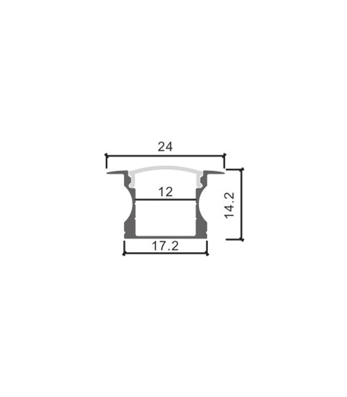 Perfil Aluminio U HIGH Lacado Negro Empotrar -2 Metros-