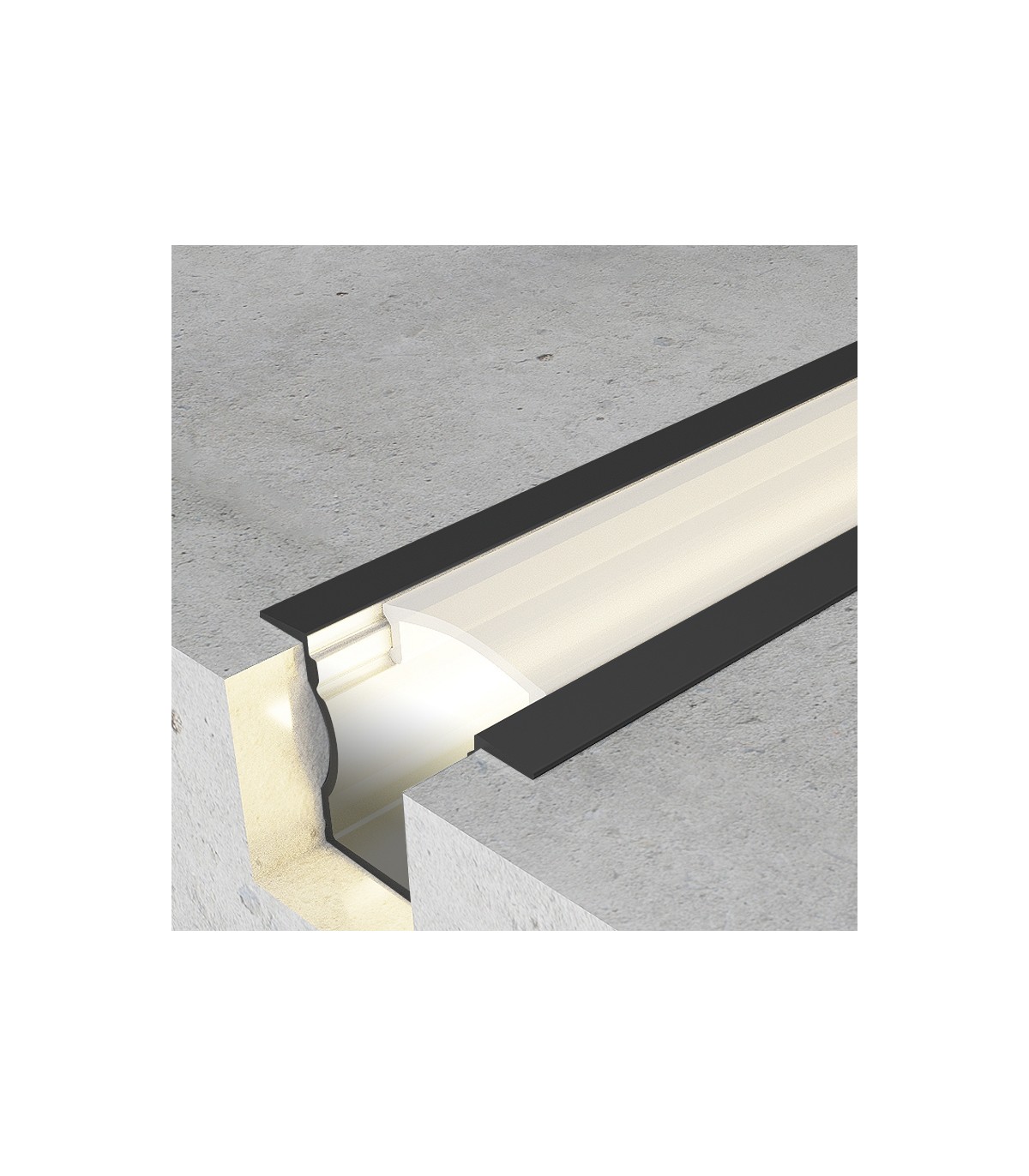 Perfil Aluminio U HIGH Lacado Negro Empotrar -2 Metros-
