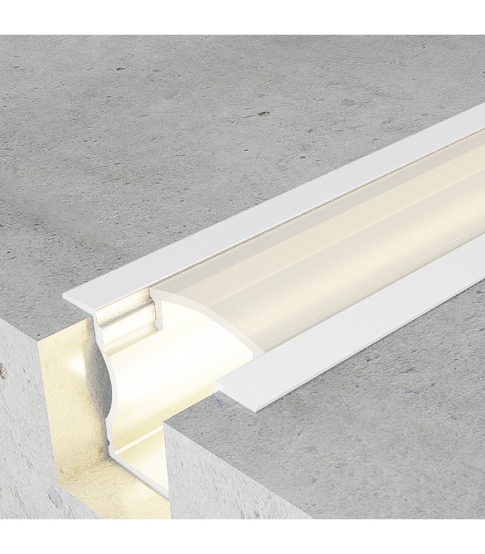 Perfil Aluminio U HIGH Lacado Blanco Empotrar -2 Metros-