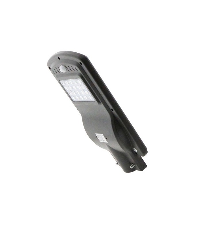 Farola LED Solar 20W 1.500Lm 140ºx75º Sensor crepuscular IP65 6000K
