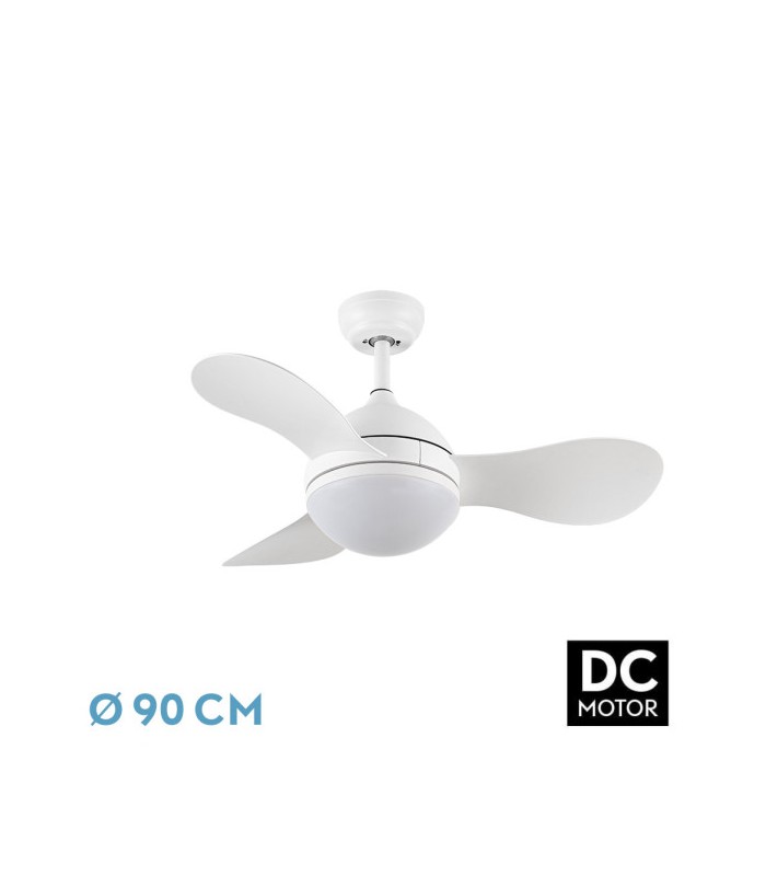 Ventilador de Techo SOLIDO DC Blanco 24W 2640Lm 3 Aspas Blanco CCT